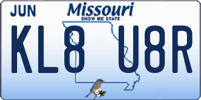 MO license plate KL8U8R