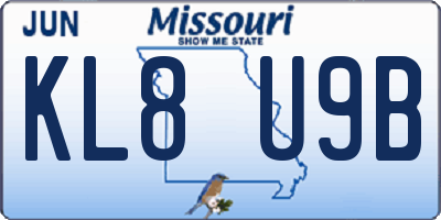MO license plate KL8U9B