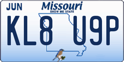 MO license plate KL8U9P