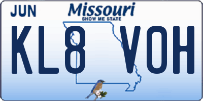 MO license plate KL8V0H