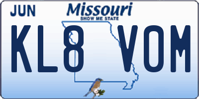 MO license plate KL8V0M