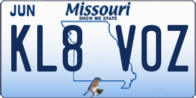 MO license plate KL8V0Z