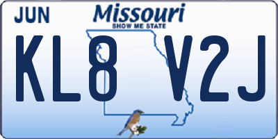 MO license plate KL8V2J