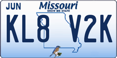MO license plate KL8V2K