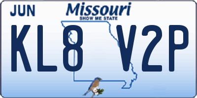 MO license plate KL8V2P