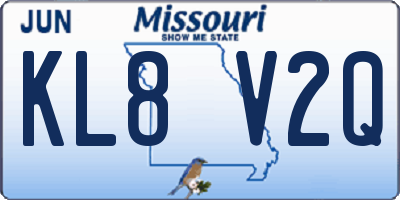 MO license plate KL8V2Q