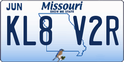 MO license plate KL8V2R