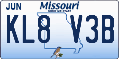 MO license plate KL8V3B