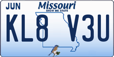 MO license plate KL8V3U