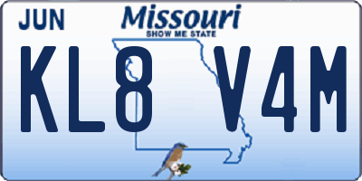 MO license plate KL8V4M