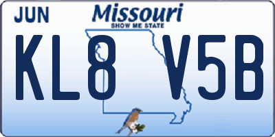 MO license plate KL8V5B