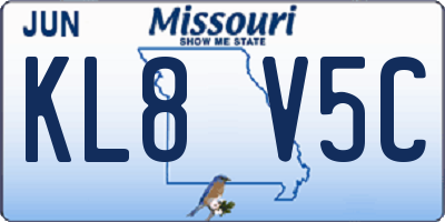 MO license plate KL8V5C