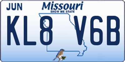 MO license plate KL8V6B