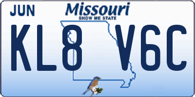 MO license plate KL8V6C