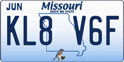 MO license plate KL8V6F