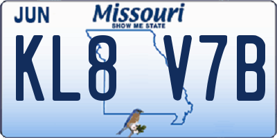 MO license plate KL8V7B