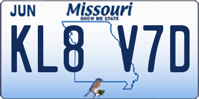 MO license plate KL8V7D
