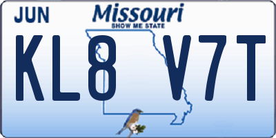 MO license plate KL8V7T