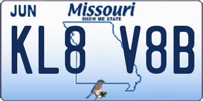 MO license plate KL8V8B