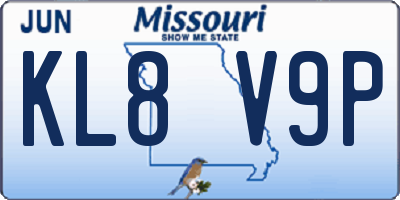 MO license plate KL8V9P