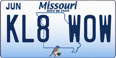 MO license plate KL8W0W
