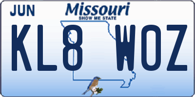 MO license plate KL8W0Z