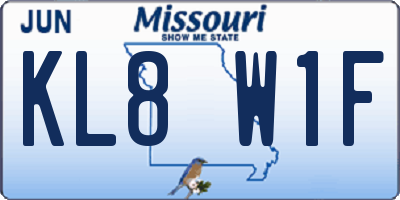 MO license plate KL8W1F