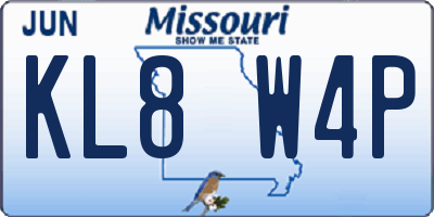 MO license plate KL8W4P