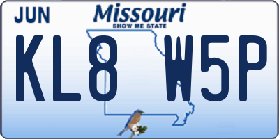 MO license plate KL8W5P