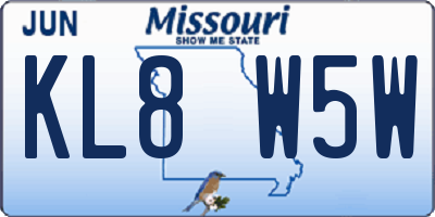 MO license plate KL8W5W