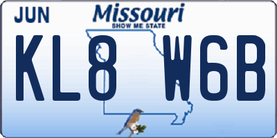 MO license plate KL8W6B