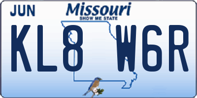 MO license plate KL8W6R