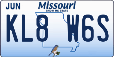 MO license plate KL8W6S