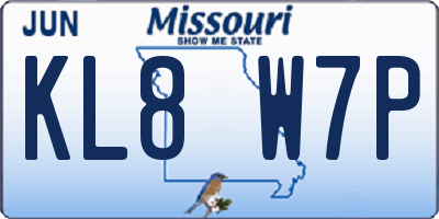 MO license plate KL8W7P