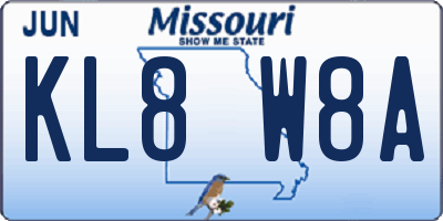 MO license plate KL8W8A