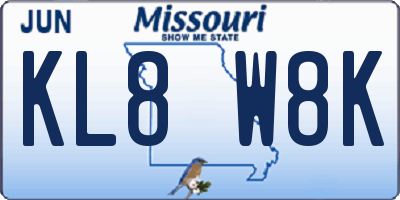 MO license plate KL8W8K