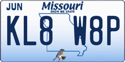 MO license plate KL8W8P