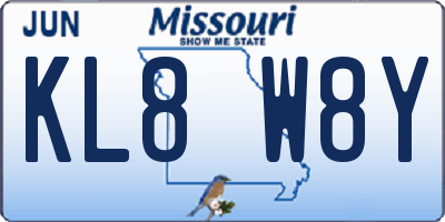 MO license plate KL8W8Y