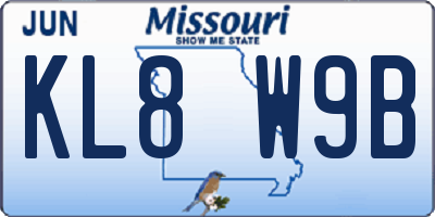 MO license plate KL8W9B