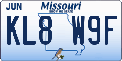 MO license plate KL8W9F