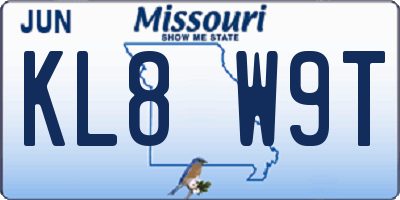 MO license plate KL8W9T