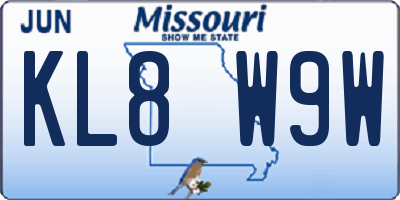 MO license plate KL8W9W