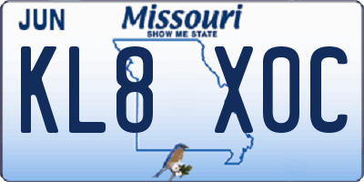 MO license plate KL8X0C