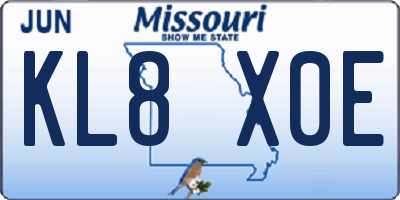 MO license plate KL8X0E