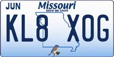 MO license plate KL8X0G