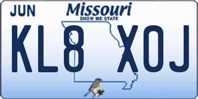 MO license plate KL8X0J