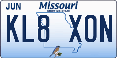 MO license plate KL8X0N