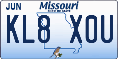 MO license plate KL8X0U