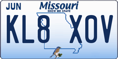 MO license plate KL8X0V