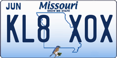 MO license plate KL8X0X